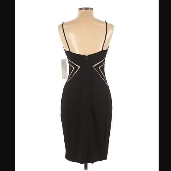 Aidan Mattox Dress 10 NWT Cutaway Crepe Halter Jersey Mesh Sheer Detail Illusion - Picture 9 of 12